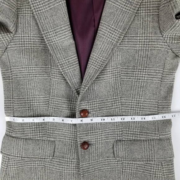 Vintage gray plaid wool blazer size 12 - Picture 6 of 8